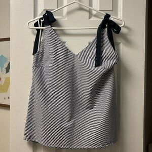 Blue and White Striped sleeveless Blouse